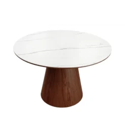 Stół UNIQUE 120 cm drewno orzecha biały ceramiczny blat