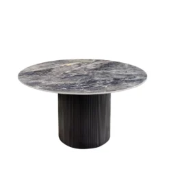 Stół UNIQUE 120 cm okrągły ceramiczny blat efekt czarny marmur
