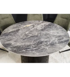 Stół UNIQUE 120 cm okrągły ceramiczny blat efekt czarny marmur