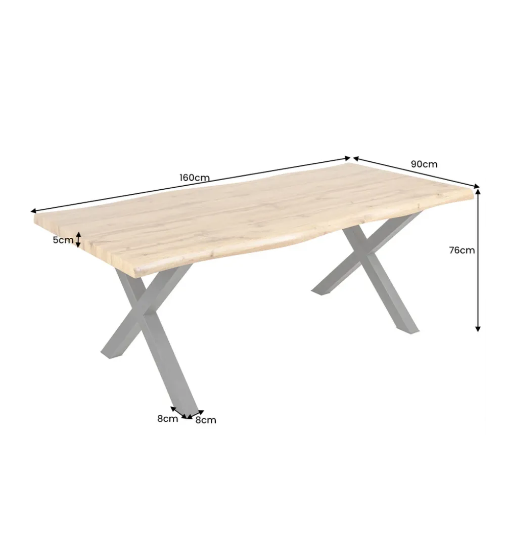 Stół WILD 160 cm nogi X wygląd naturalnego dębu