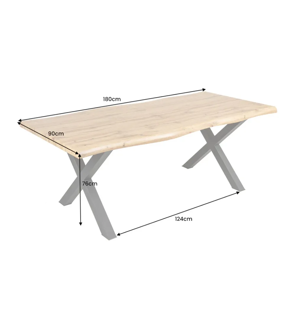 Stół WILD 180 cm nogi X wygląd naturalnego dębu