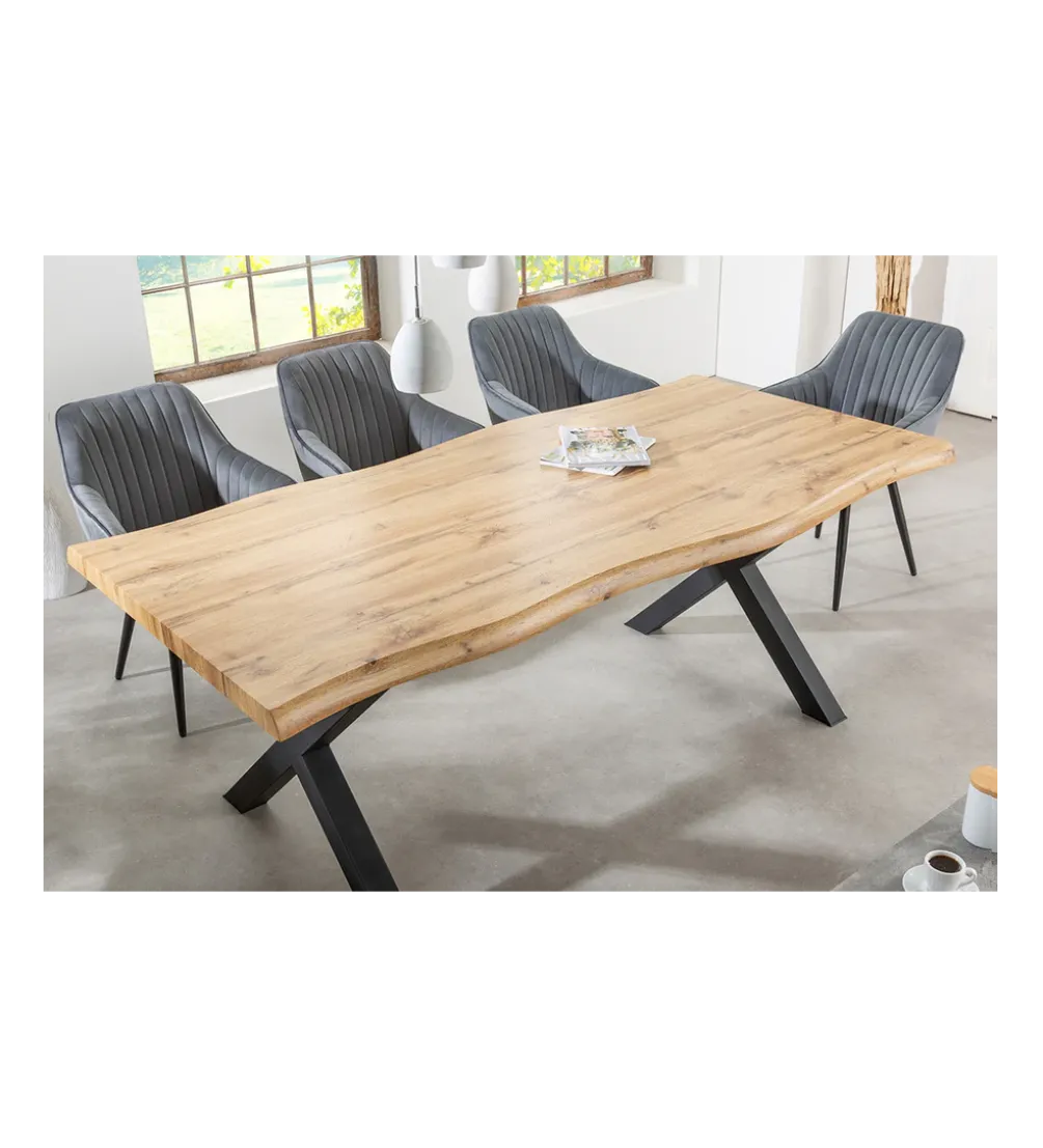 Stół WILD 180 cm nogi X wygląd naturalnego dębu