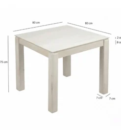 Stół WOHNLING 80 cm drewno mango białe wykończenie