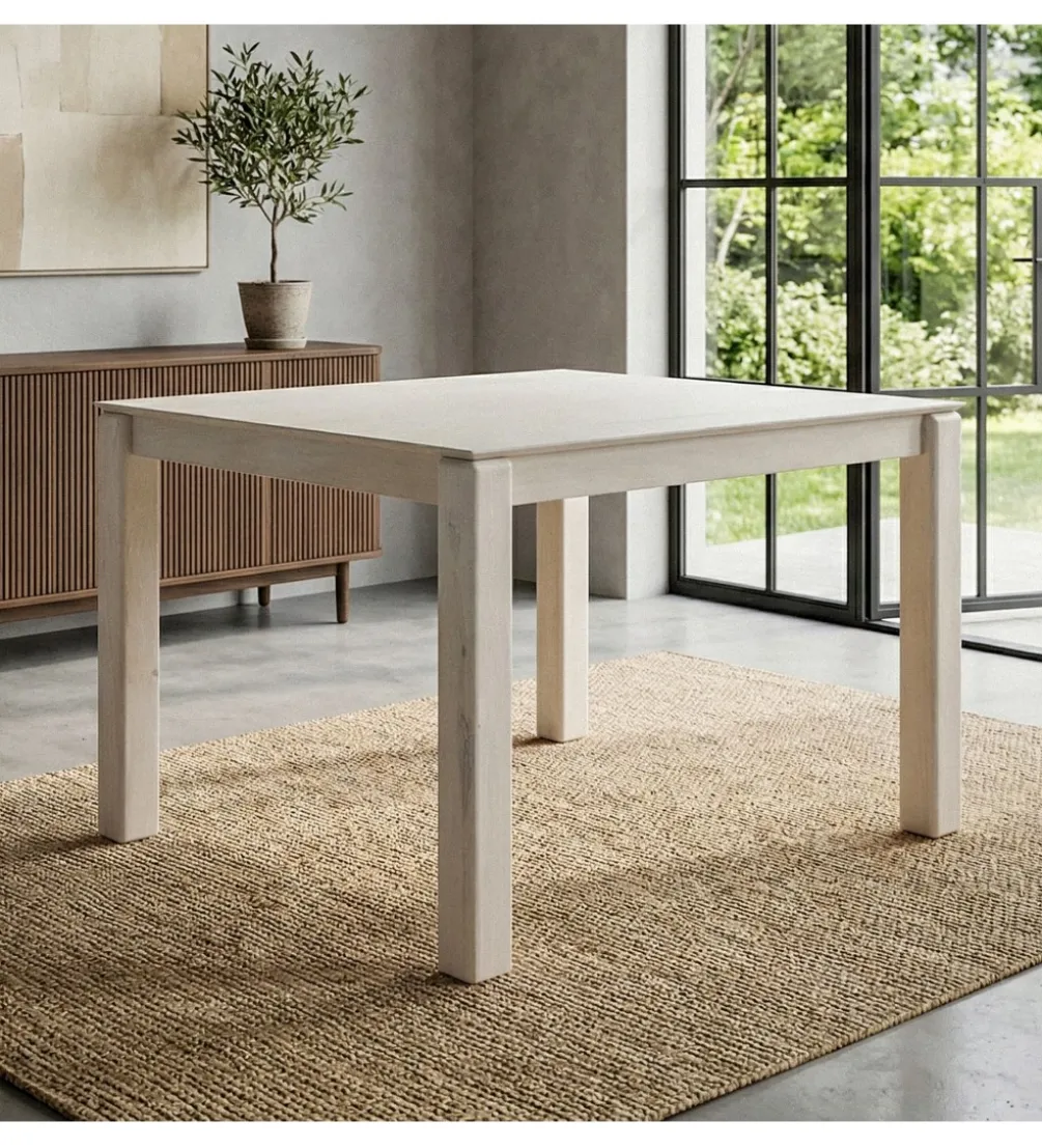 Stół WOHNLING 80 cm drewno mango białe wykończenie