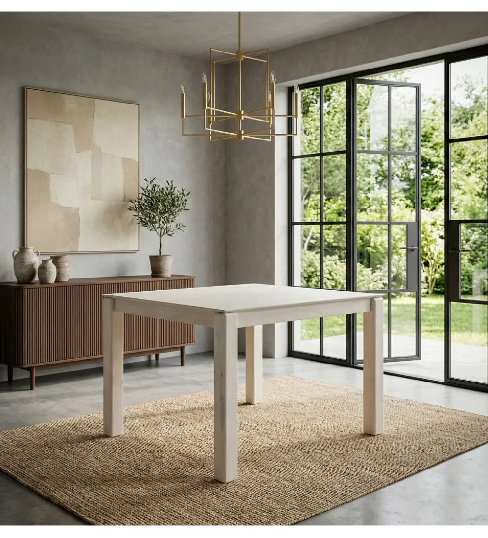 Stół WOHNLING 80 cm drewno mango białe wykończenie
