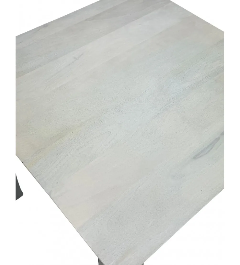 Stół WOHNLING 80 cm drewno mango białe wykończenie