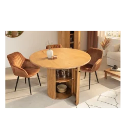 Stół z szafką TRES CHIC 120 cm drewno mango brązowy
