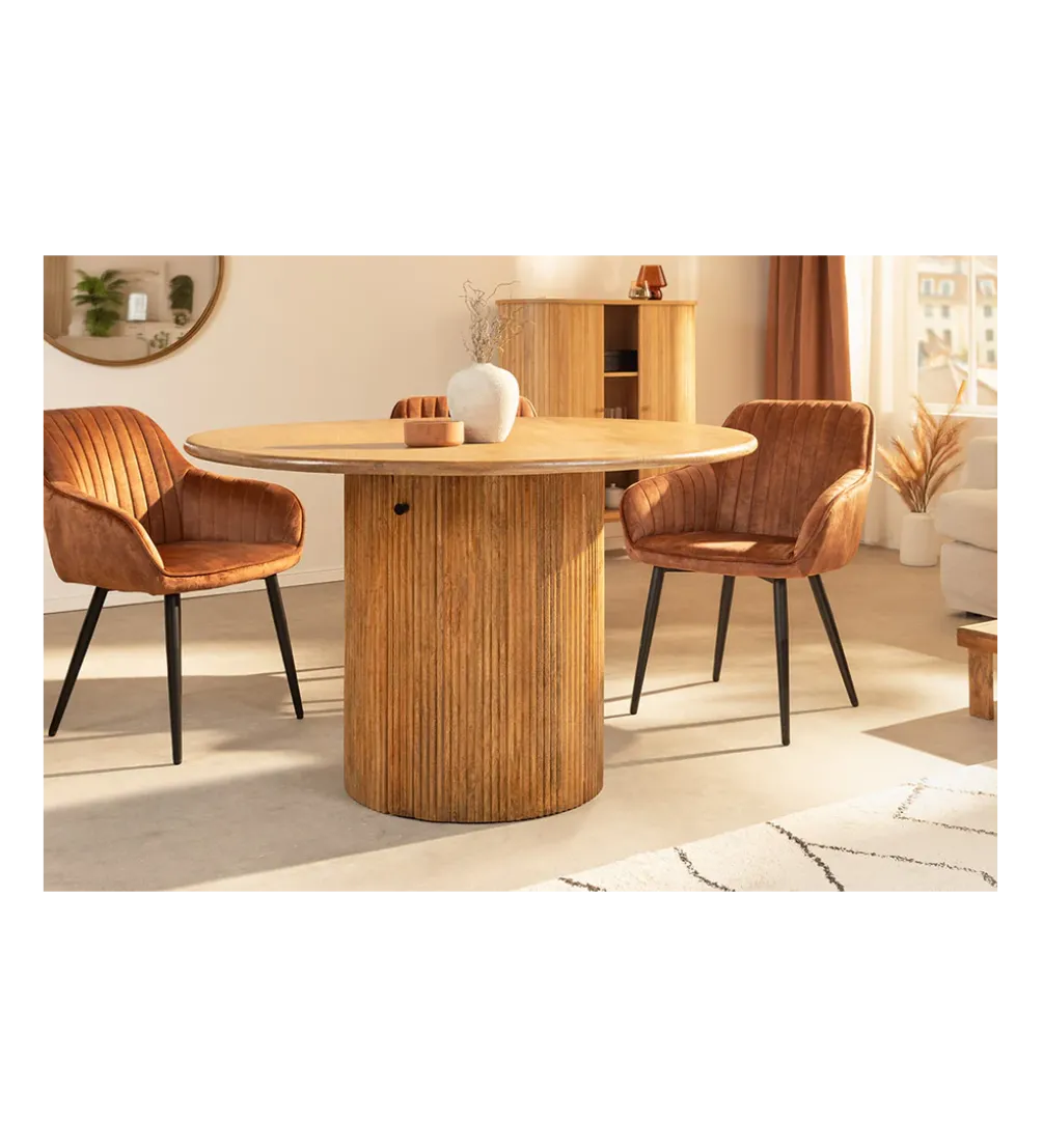 Stół z szafką TRES CHIC 120 cm drewno mango brązowy