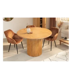 Stół z szafką TRES CHIC 120 cm drewno mango brązowy