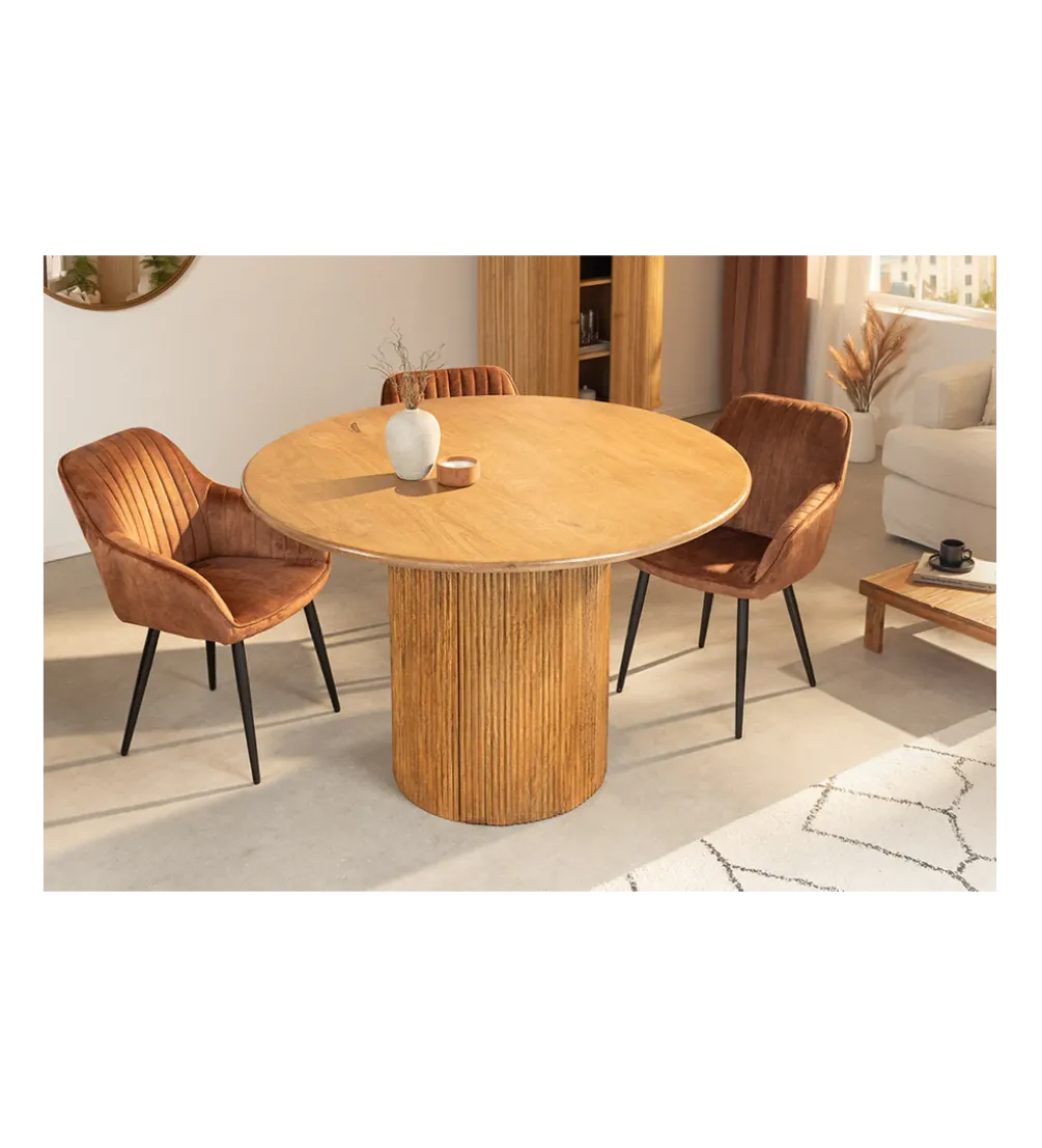 Stół z szafką TRES CHIC 120 cm drewno mango brązowy