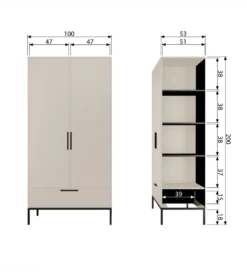 Szafa ADAM 200 cm drewno sosny dust