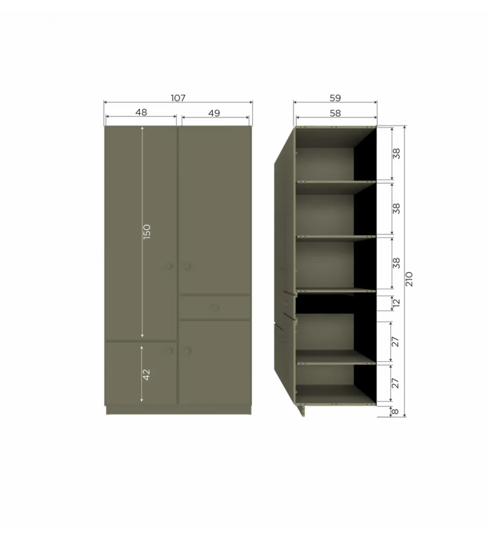 Szafa ALFIE 107 cm drewno sosny