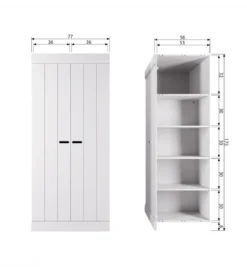 Szafa CONNECT 175 cm drewno sosny biała