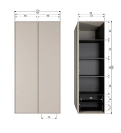 Szafa DAILY 200 x 100 cm drewno sosny szara