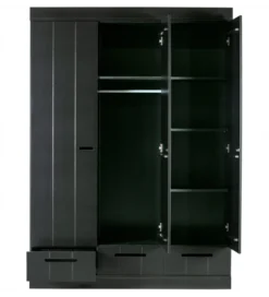 Szafa DRAWER 195 x 140 cm drewno sosna czarna