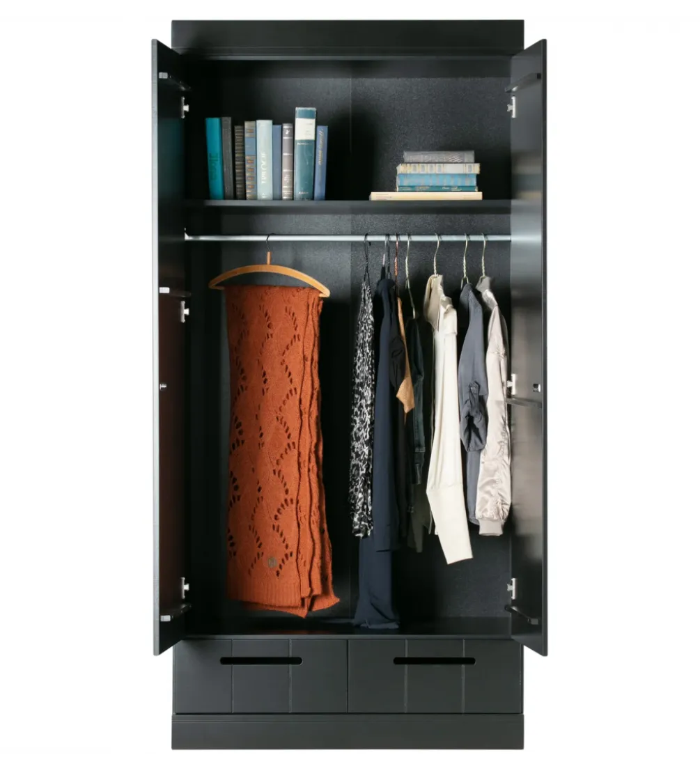 Szafa DRAWER 195 x 94 cm drewno sosna czarna