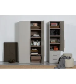 Szafa dwudrzwiowa RENS 110 cm dekor orzechowy szara