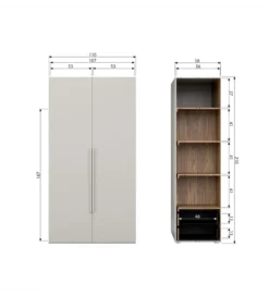Szafa dwudrzwiowa RENS 110 cm dekor orzechowy szara