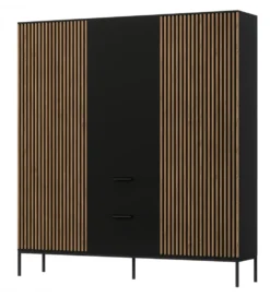 Szafa MEORATI 200 cm czarny mat/dąb artisan