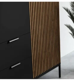 Szafa MEORATI 200 cm czarny mat/dąb artisan