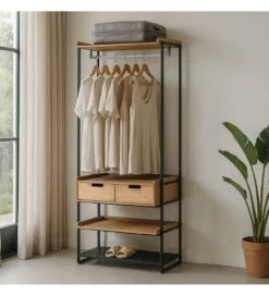 Szafa otwarta INDUSTRIAL 80 cm naturalna czarna