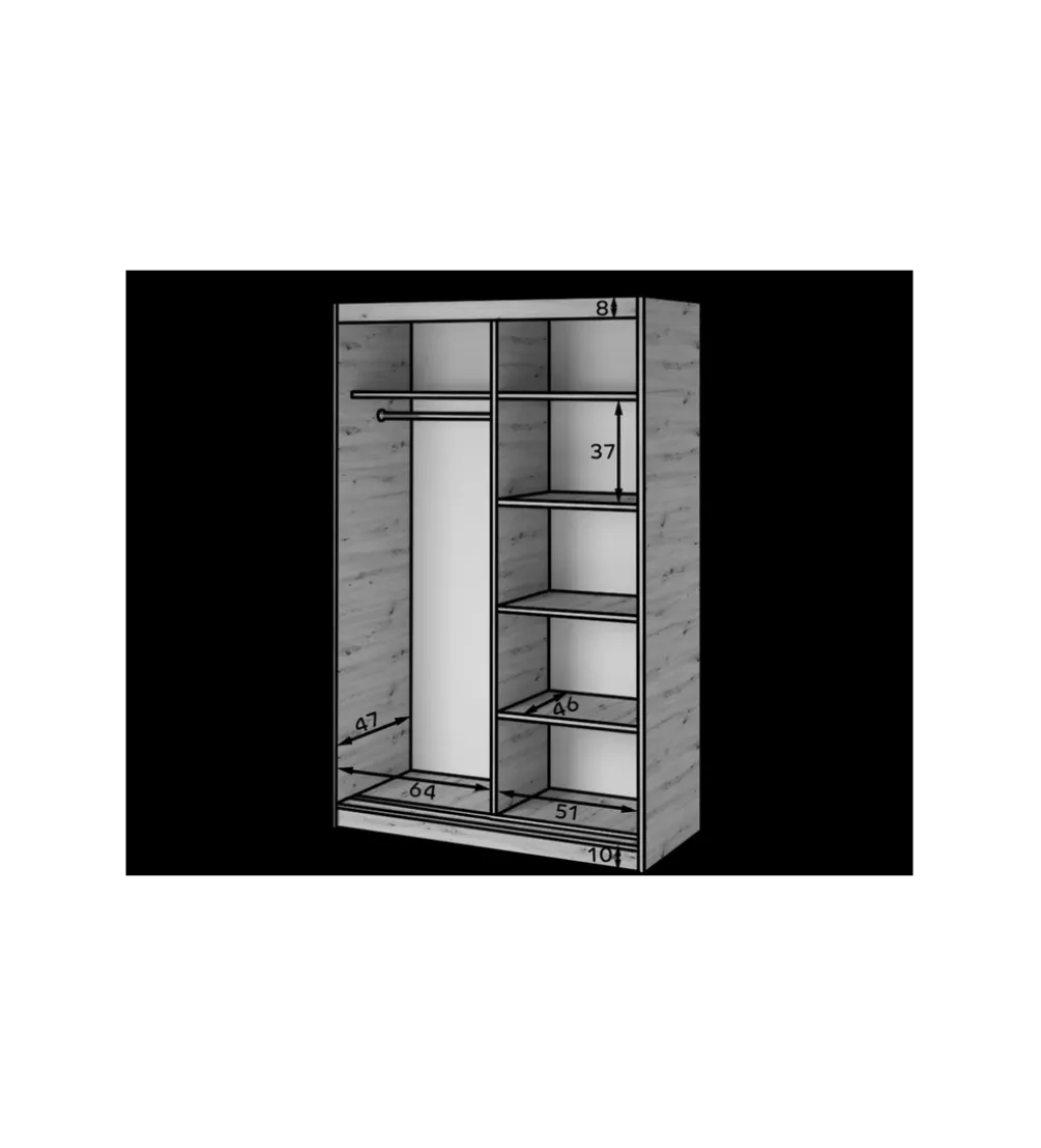 Szafa przesuwna EMERIO II 120 cm kolor dąb artisan