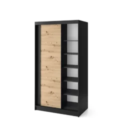 Szafa przesuwna Esville II 120 cm w optyce Dąb artisan/Czarny mat