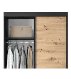 Szafa przesuwna Esville II 120 cm w optyce Dąb artisan/Czarny mat