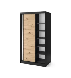 Szafa przesuwna II 120 cm z lustrem w optyce Dąb artisan/Czarny mat