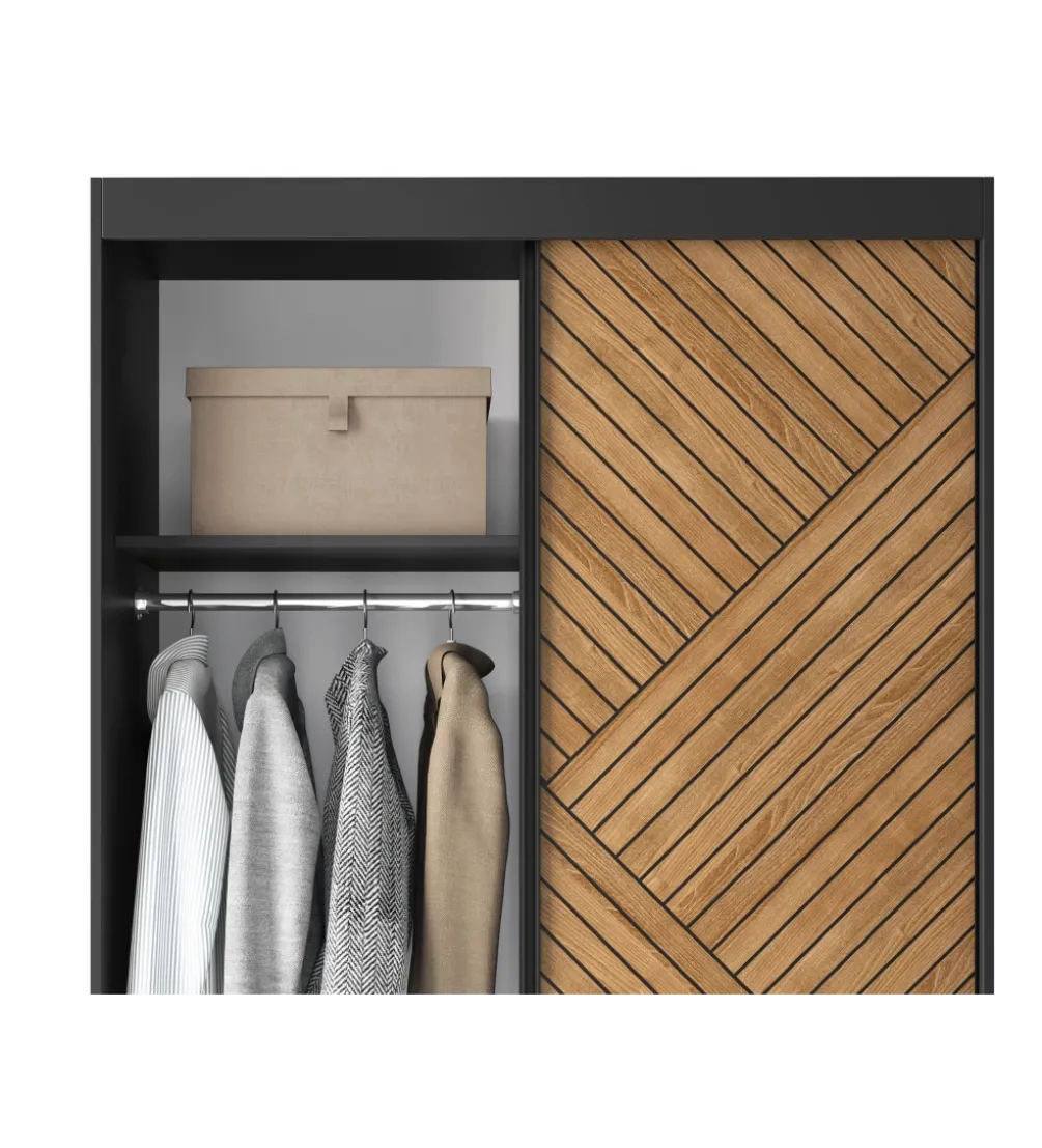 Szafa przesuwna Marrphy II 120 cm czarny/dąb caramel