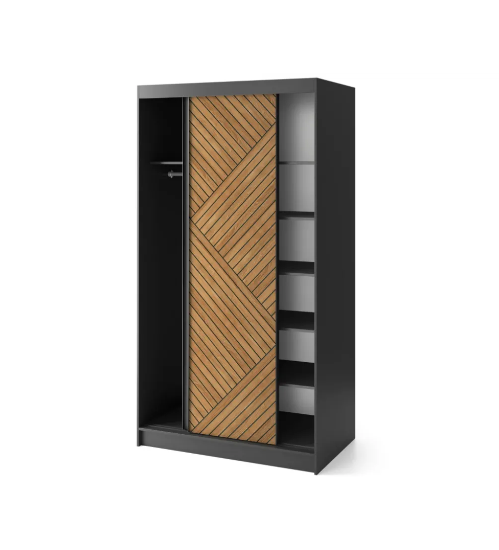 Szafa przesuwna Marrphy II 120 cm czarny/dąb caramel