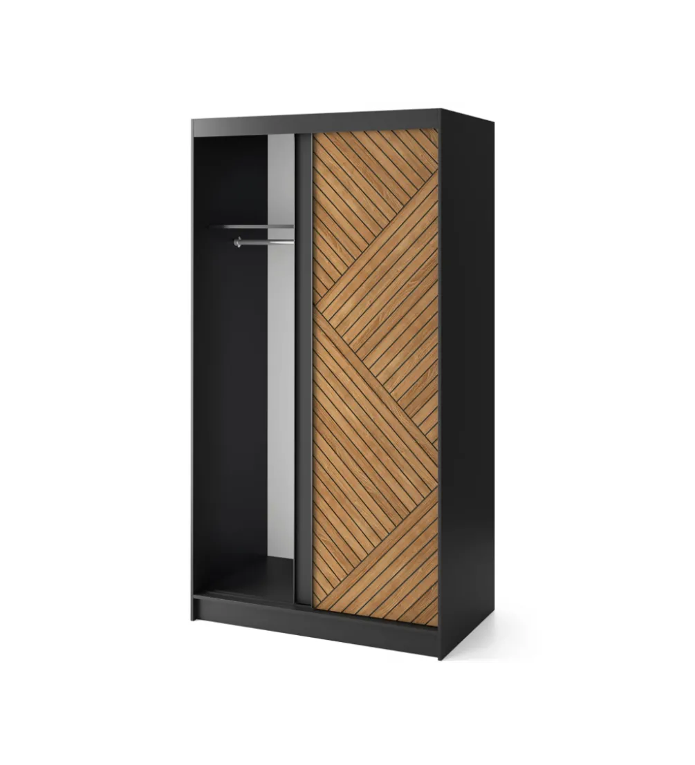 Szafa przesuwna Marrphy II 120 cm czarny/dąb caramel