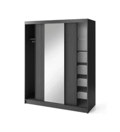 Szafa przesuwna PRESCCO III z lustrem 180 cm czarny