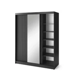 Szafa przesuwna PRESCCO III z lustrem 180 cm czarny