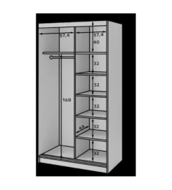 Szafa przesuwna PRESCCO II z lustrem 120 cm czarny