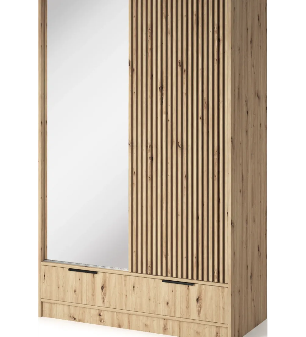 Szafa przesuwna VOODI II 120 cm z lustrem kolor dąb artisan