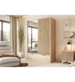 Szafa przesuwna VOODI II 120 cm z lustrem kolor dąb artisan