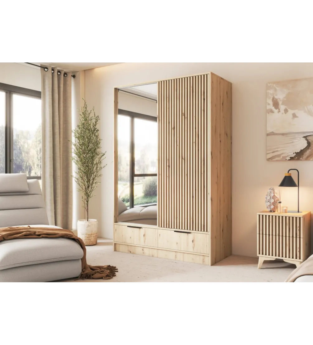 Szafa przesuwna VOODI II 120 cm z lustrem kolor dąb artisan