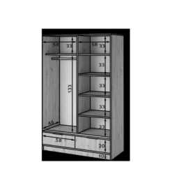 Szafa przesuwna VOODI II 120 cm z lustrem kolor dąb artisan