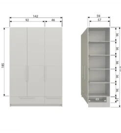 Szafa PURE 215 x 142 cm drewno sosny dust