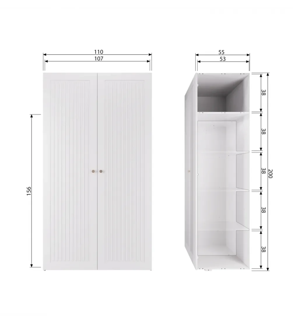 Szafa SIPKE 210 cm drewno sosny biała