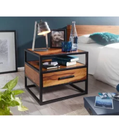 Szafka nocna CARBERA 50 cm drewno sheesham
