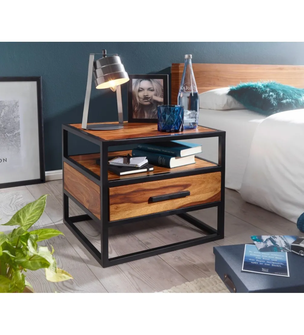 Szafka nocna CARBERA 50 cm drewno sheesham