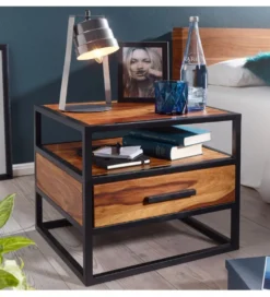 Szafka nocna CARBERA 50 cm drewno sheesham