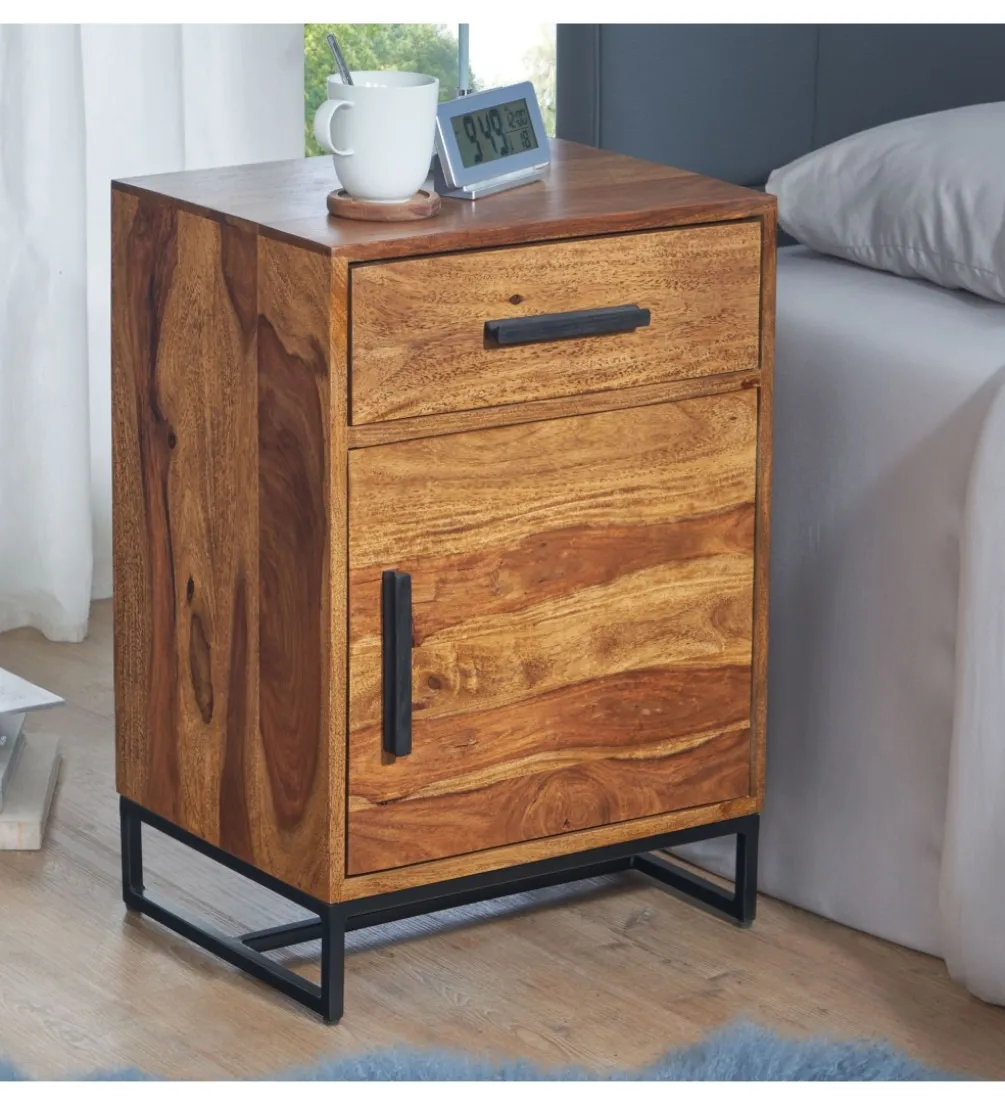 Szafka nocna LORENTE 45 cm drewno sheesham