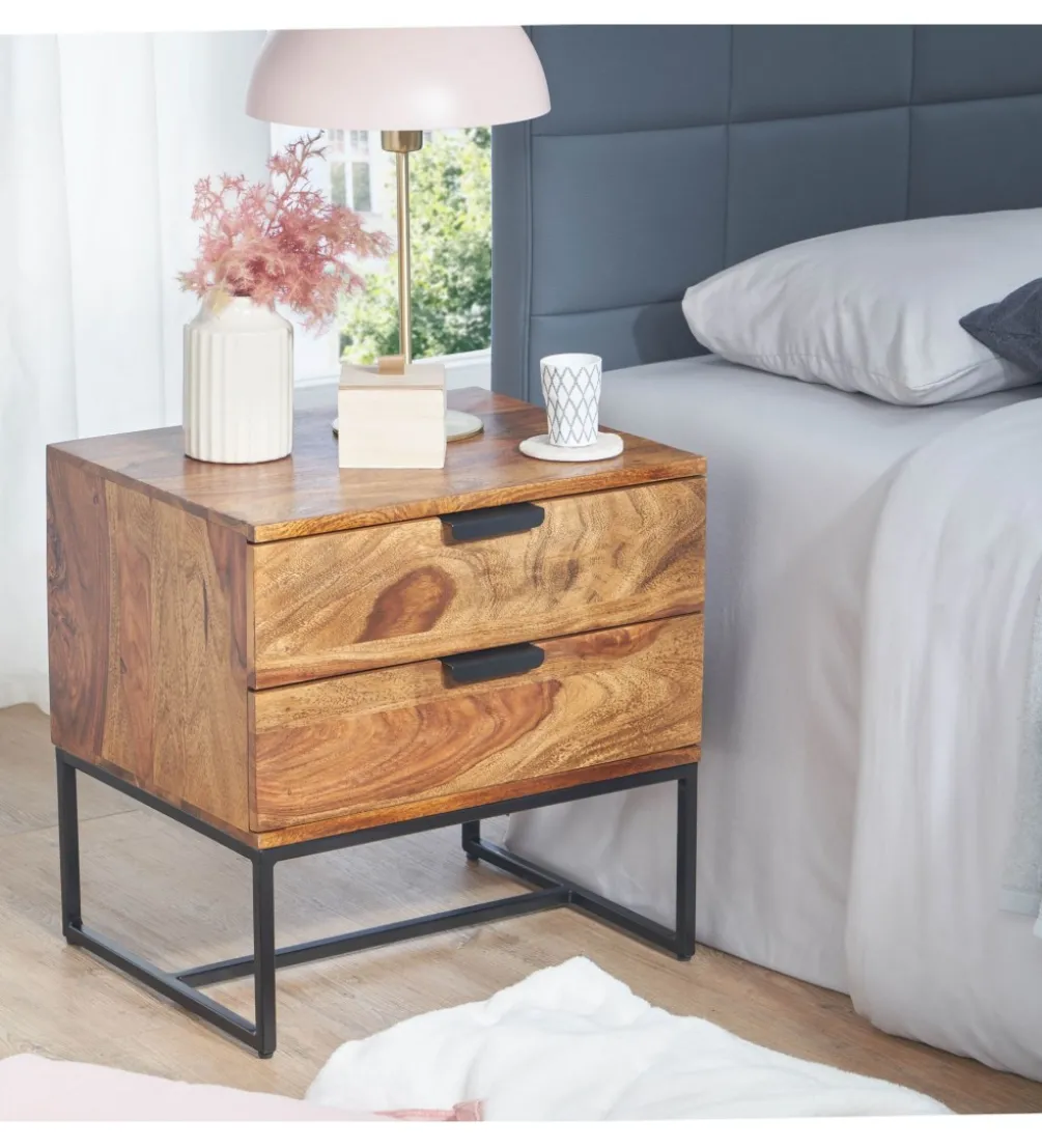 Szafka nocna LORENTE 50 cm drewno sheesham