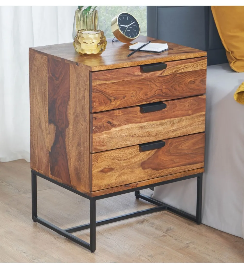 Szafka nocna LORENTE 50 cm drewno sheesham