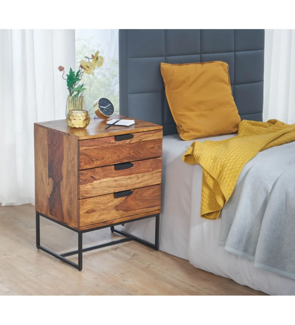 Szafka nocna LORENTE 50 cm drewno sheesham