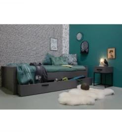 Szafka nocna MORRIS 52 cm drewno sosny szara