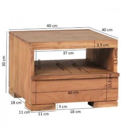 Szafka nocna MUMBAI 40 cm drewno akacja